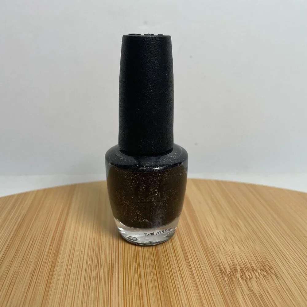 OPI Nail Polish Lacquer Top the Package with a Beau HRJ11 Black Gold Glitter